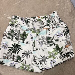 Janie and Jack Tropical Print Women's Shorts - Green and White